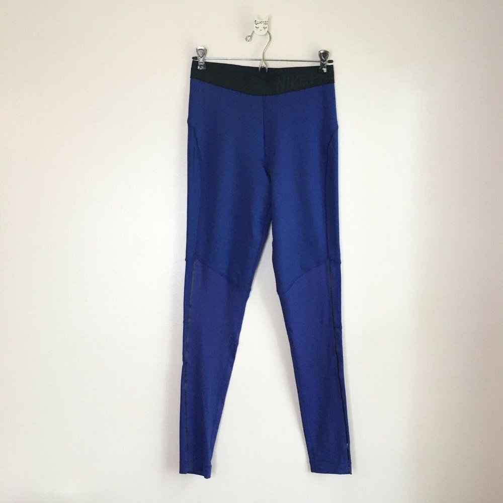 Nike Pro Hyperwarm Leggings Blue Size Medium - Picture 2 of 7